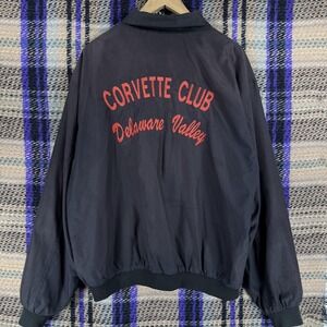 Corvette Club Delaware Valley Port Authority Jacket Mens XL Black Bomber